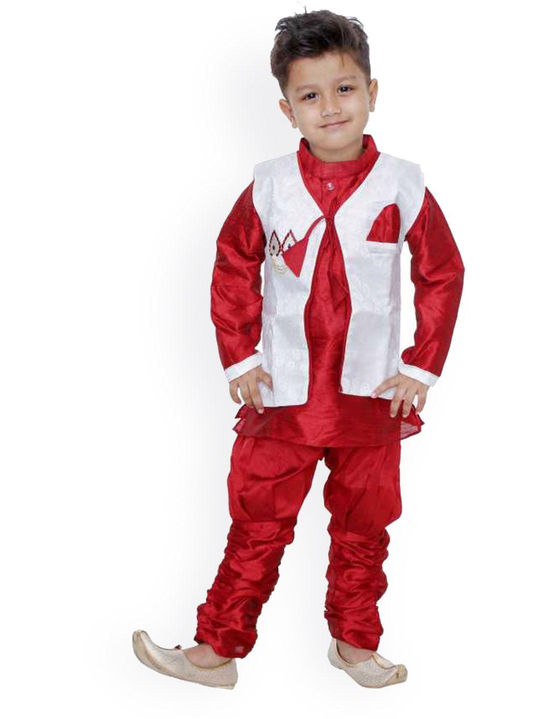 baesd boys self design mandarin collar sherwani set