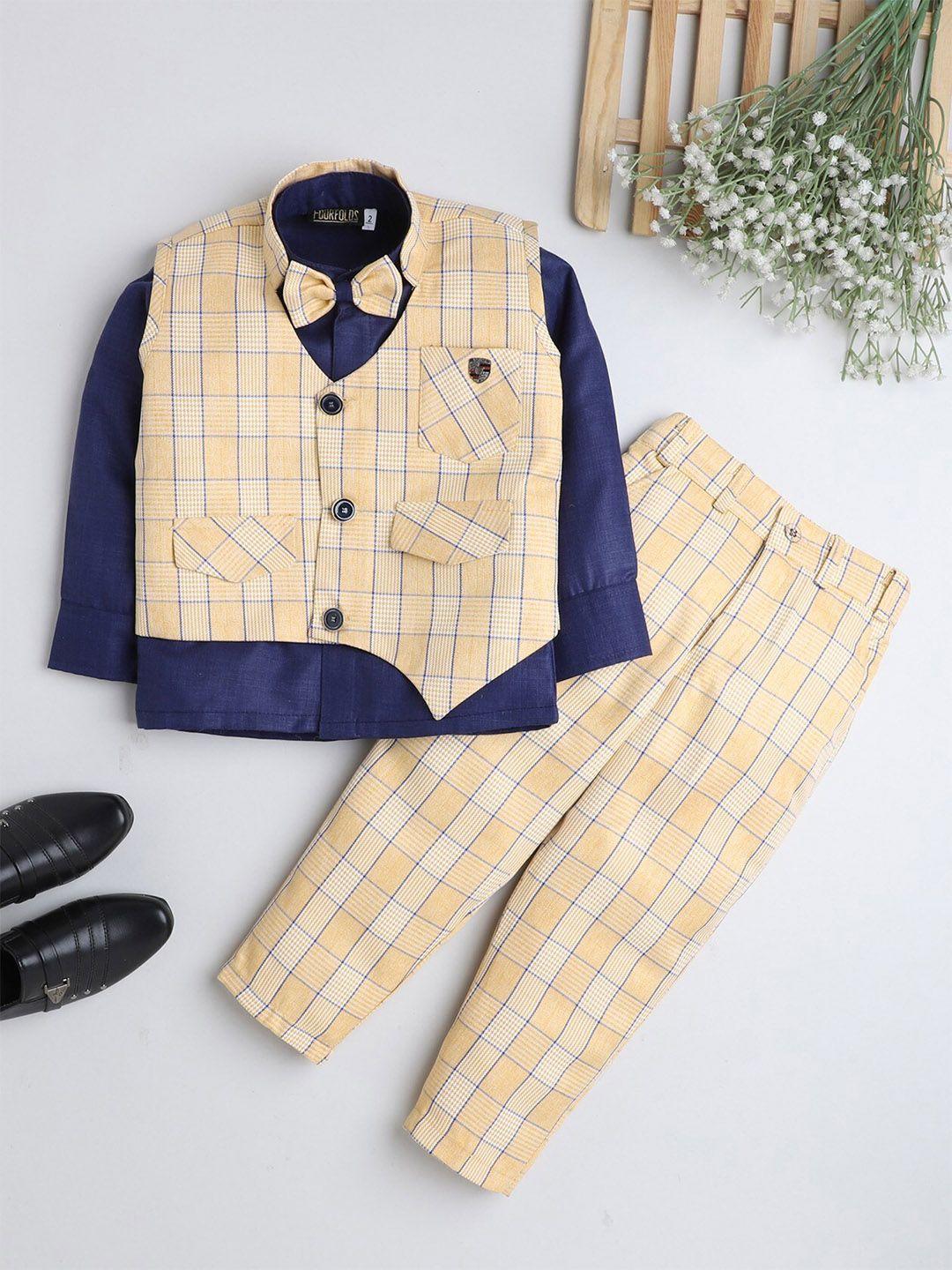 baesd boys shirt and checked trousers with waistcoat suit set