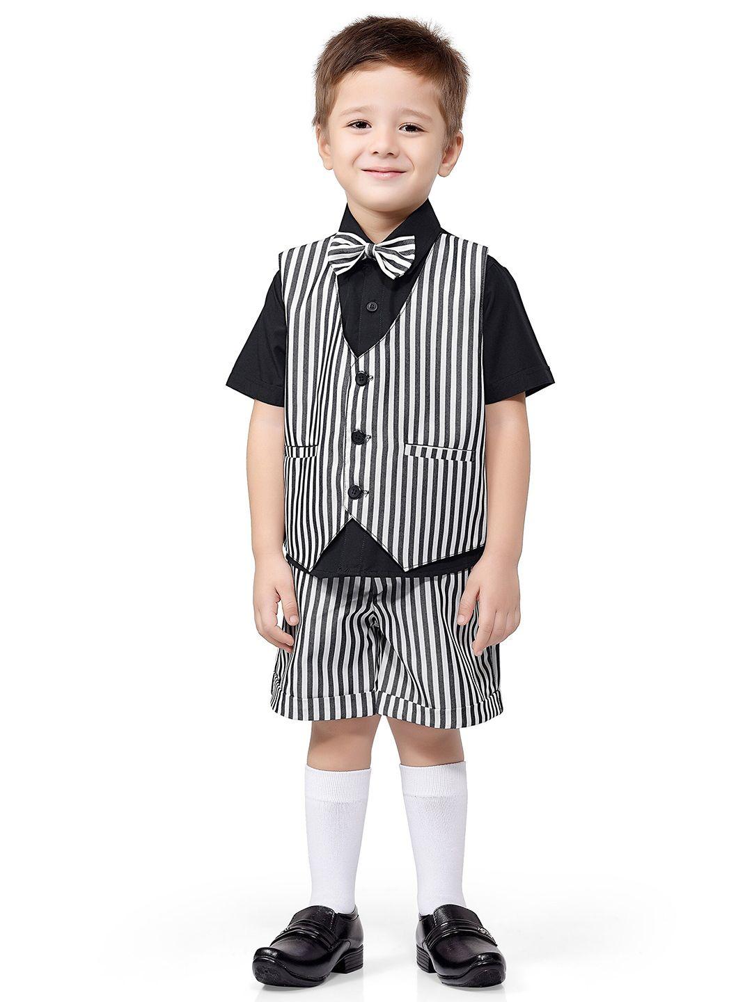 baesd boys striped pure cotton shirt with shorts & waist coat