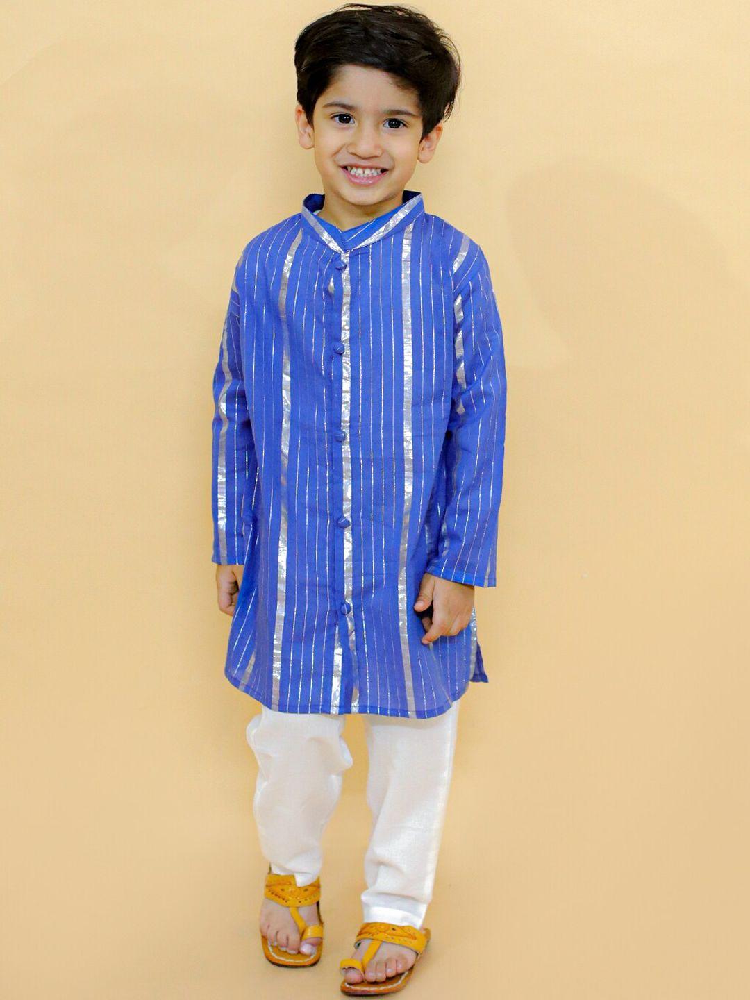 baesd boys striped pure cotton straight kurta with pyjamas