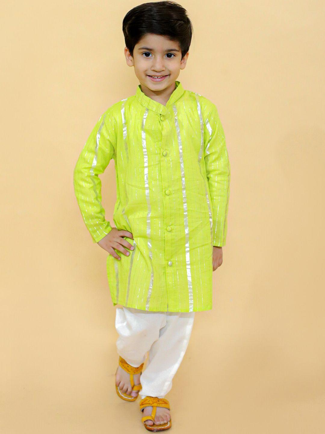 baesd boys striped pure cotton straight kurta with pyjamas