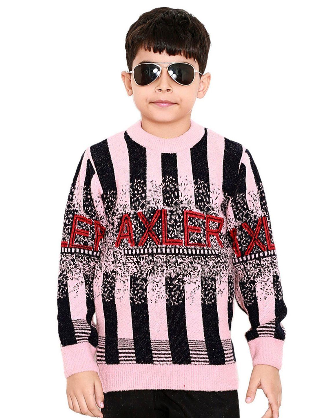 baesd boys striped round neck full sleeves ribbed pullover sweaters