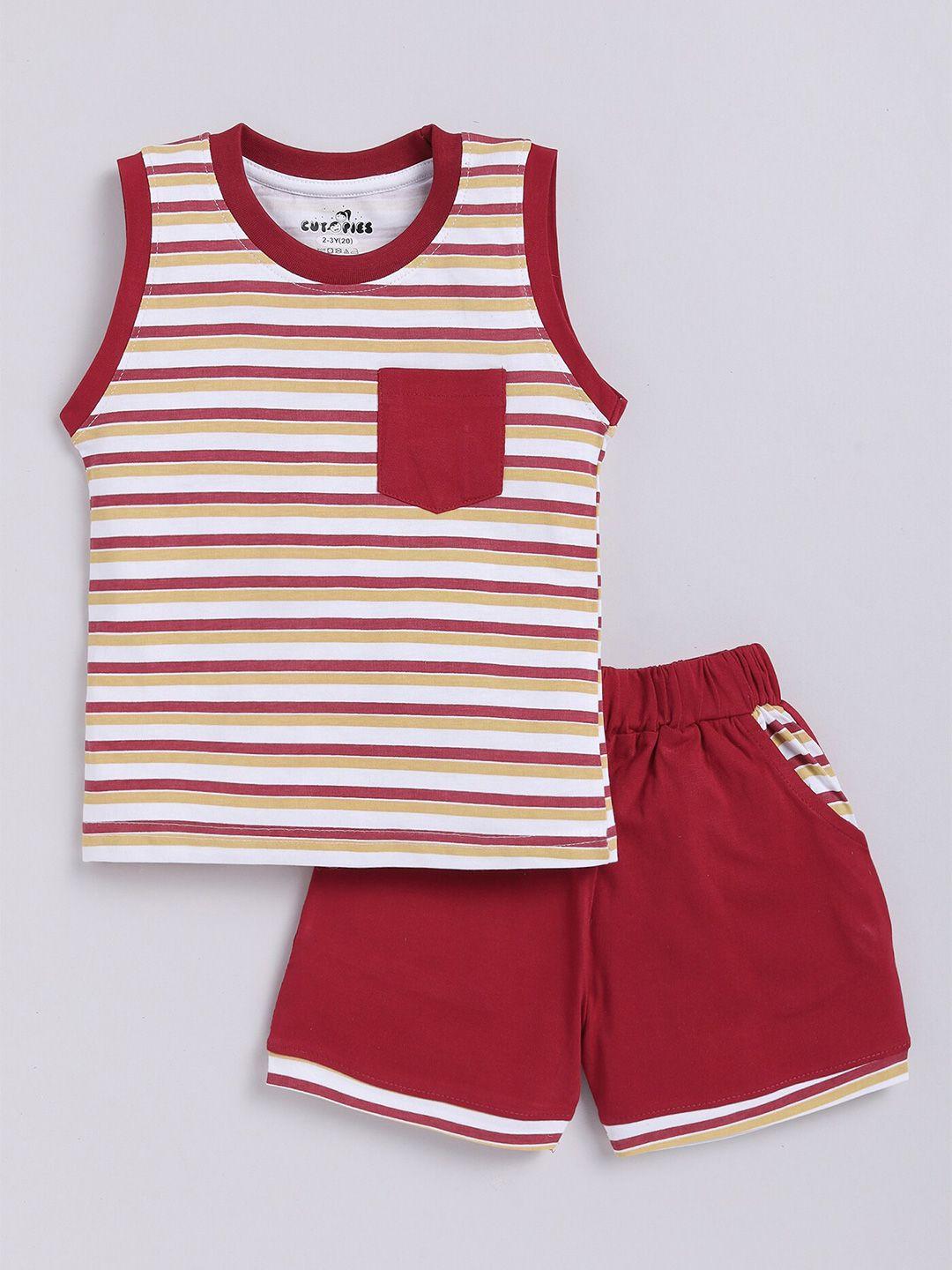 baesd boys striped round neck t-shirt with shorts