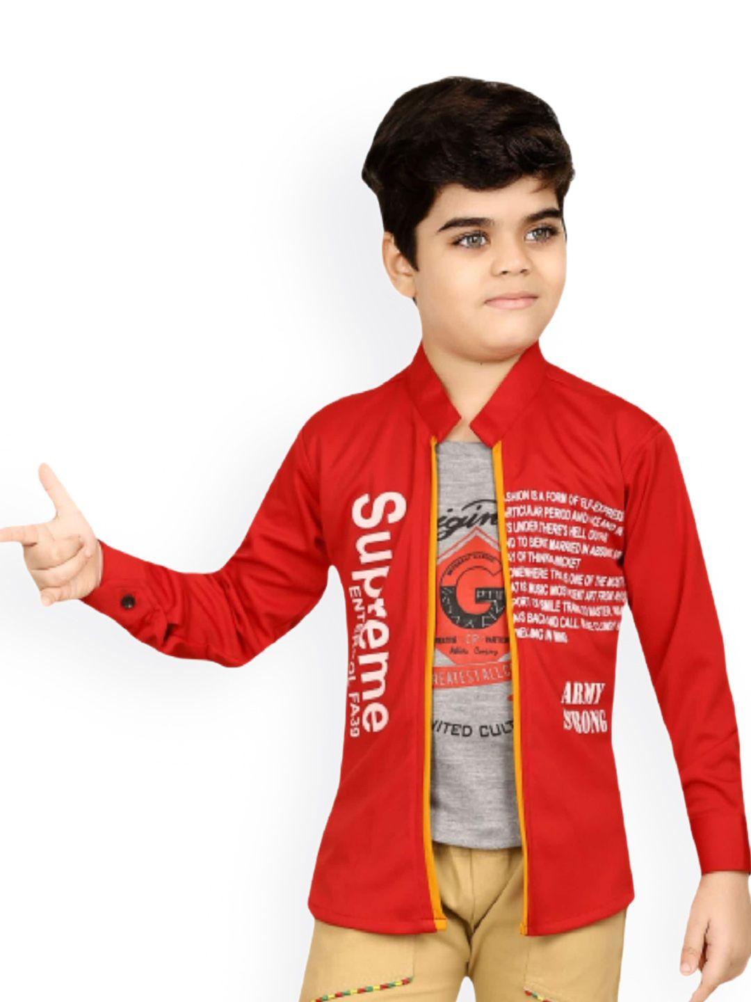 baesd boys typography printed lightweight open front jacket with attached t-shirt