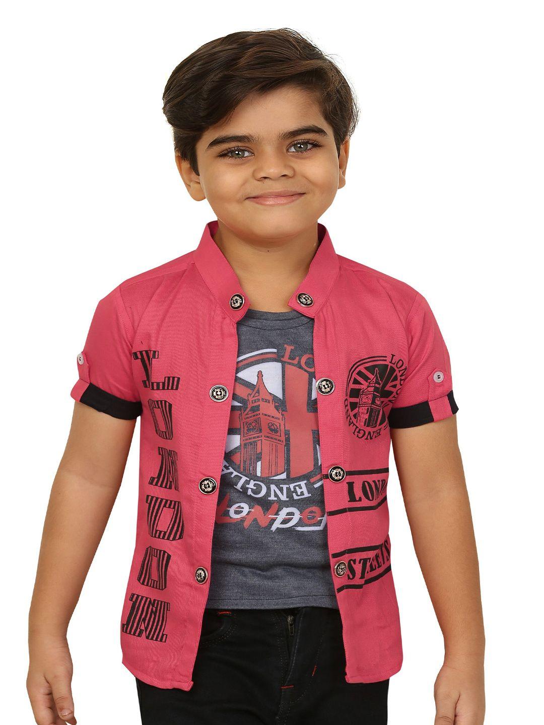 baesd boys typography printed lightweight open front jacket with attached t-shirt