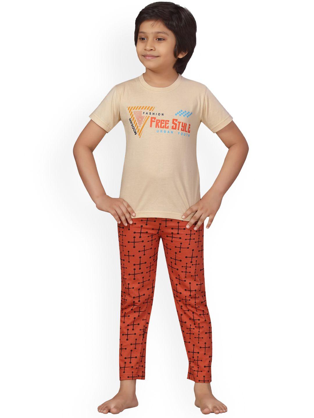 baesd boys typography printed pure cotton night suit