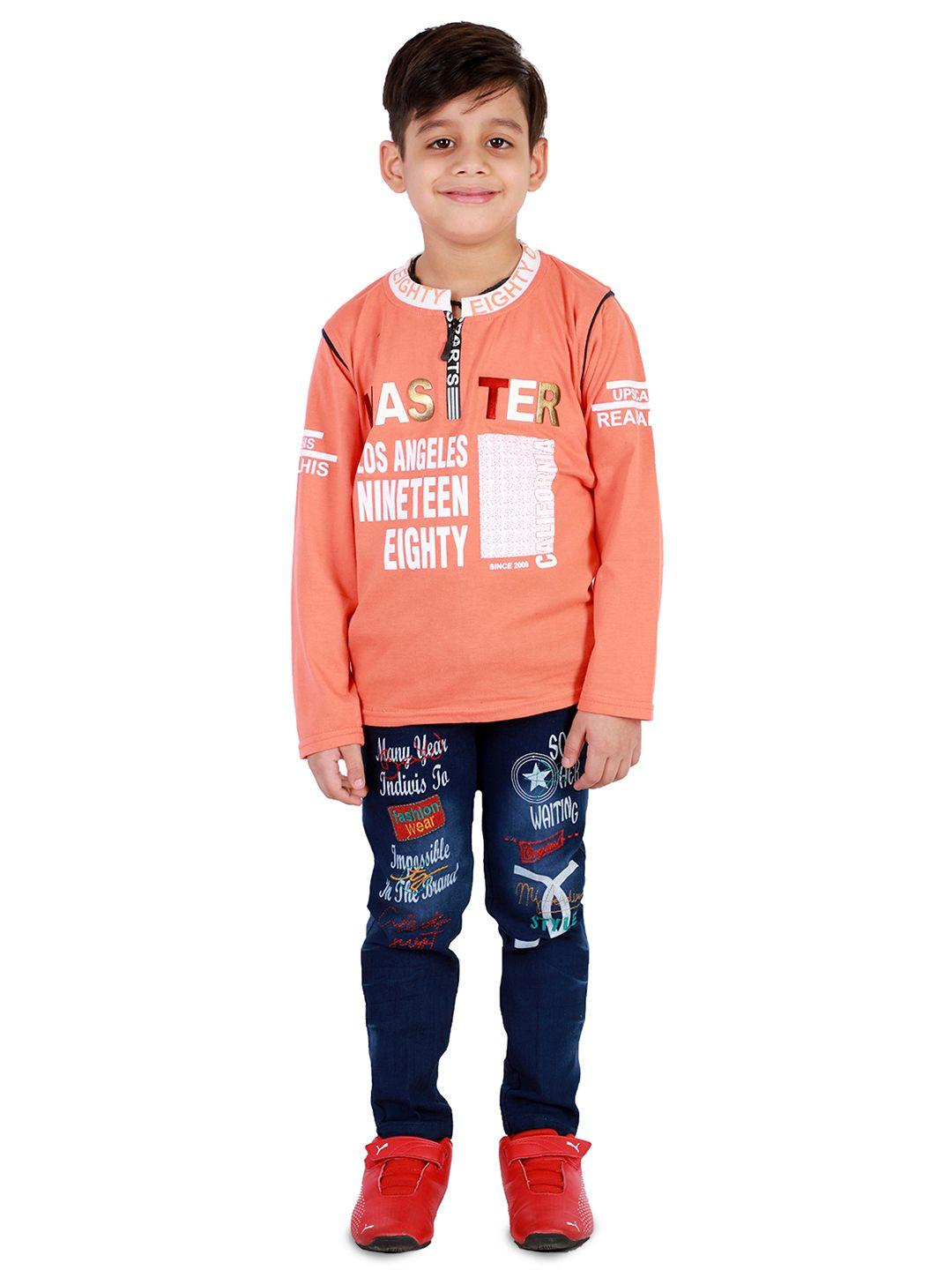 baesd boys typography printed t-shirt with trousers