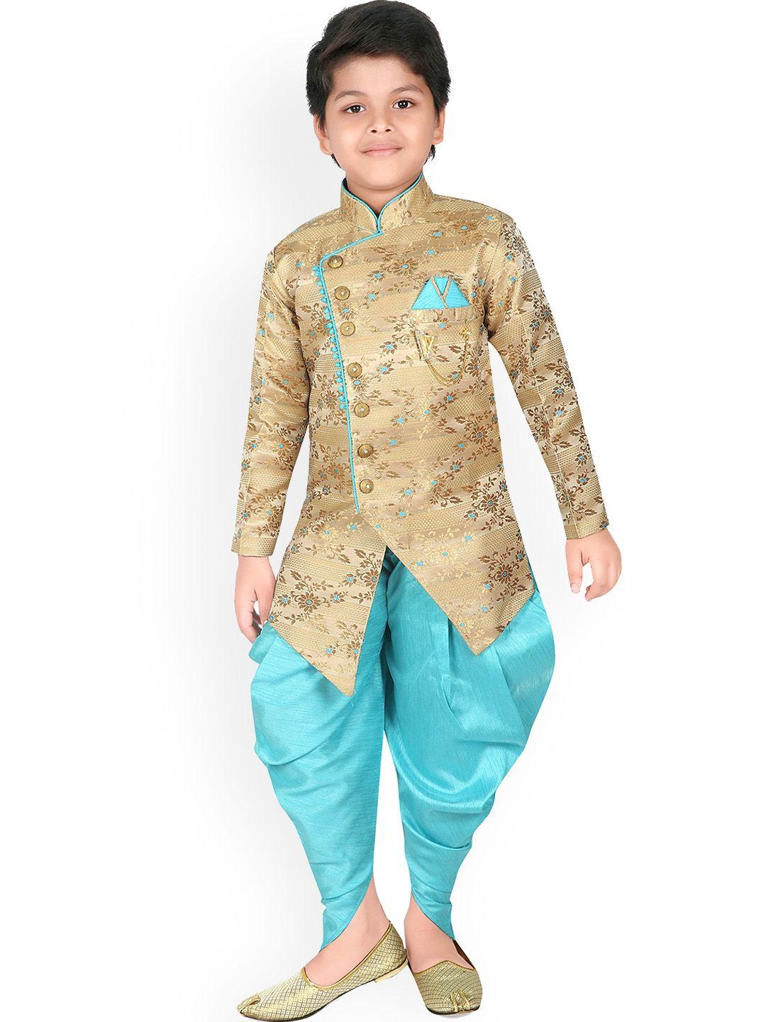 baesd boys woven-design sherwani set