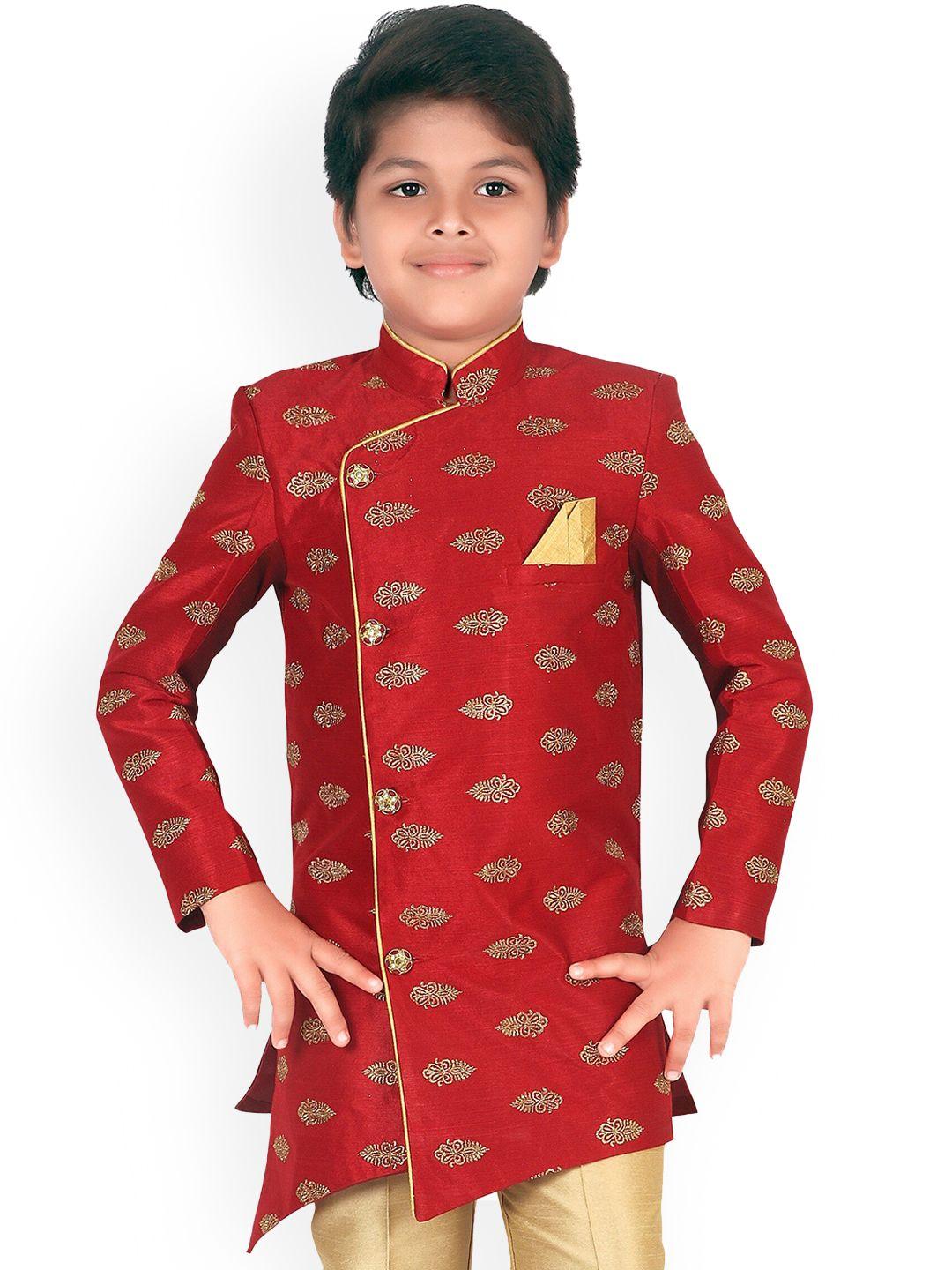 baesd boys woven-design sherwani