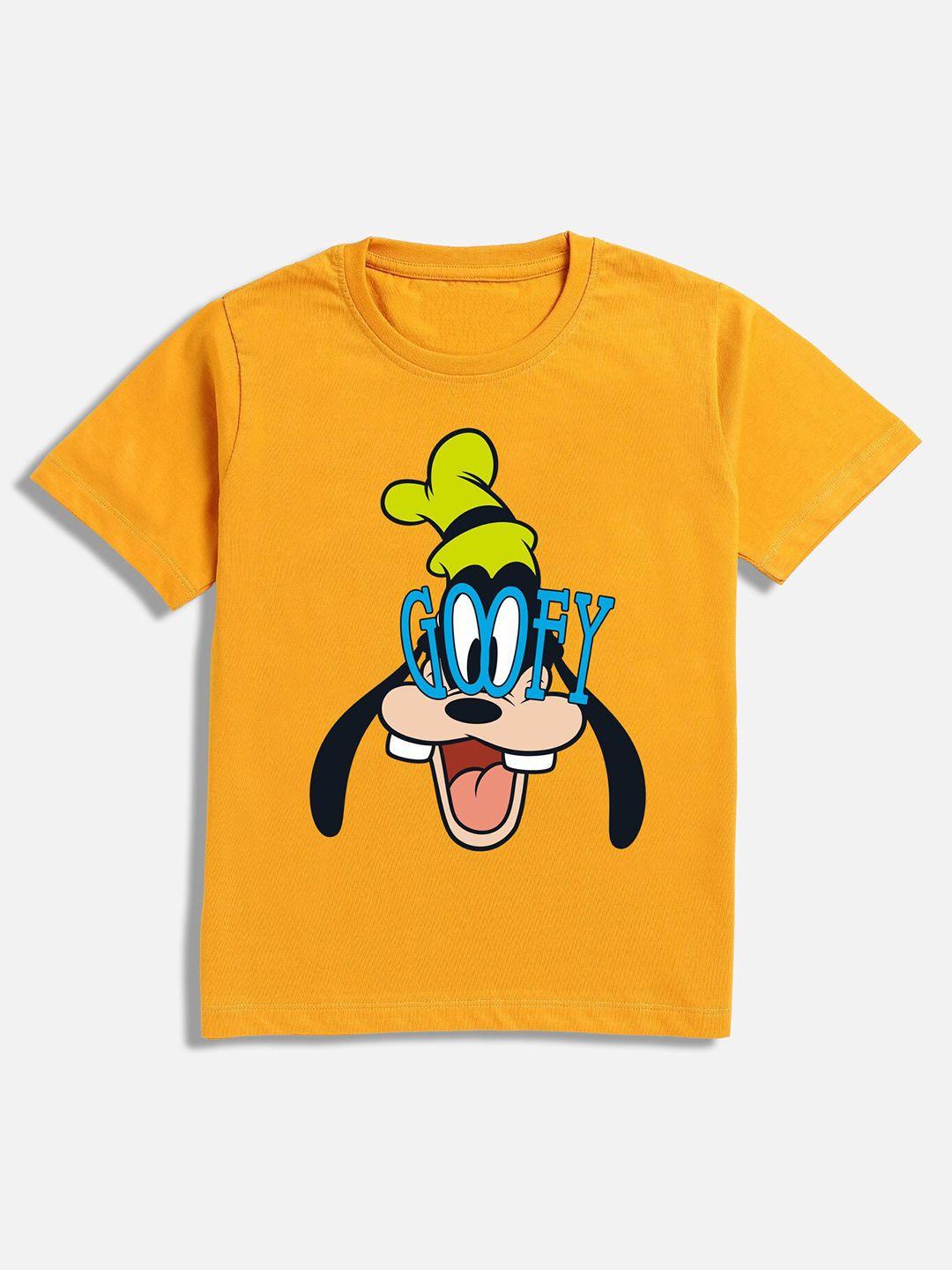 baesd boys yellow goofy printed t-shirt