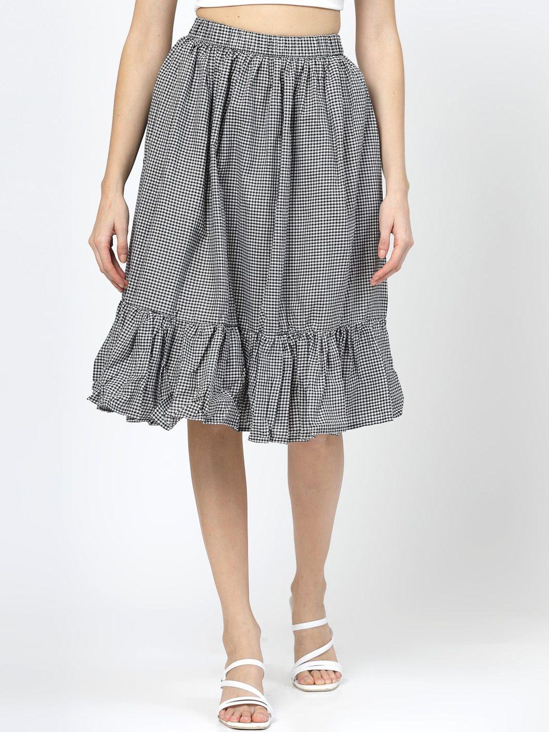 baesd checked flared knee-length skirt