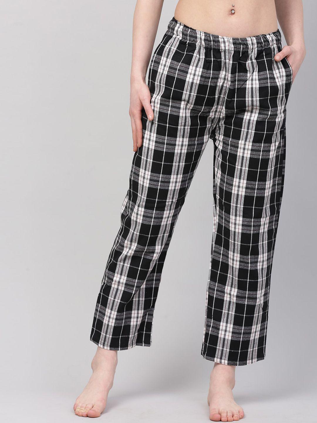 baesd checkered straight leg cotton lounge pant