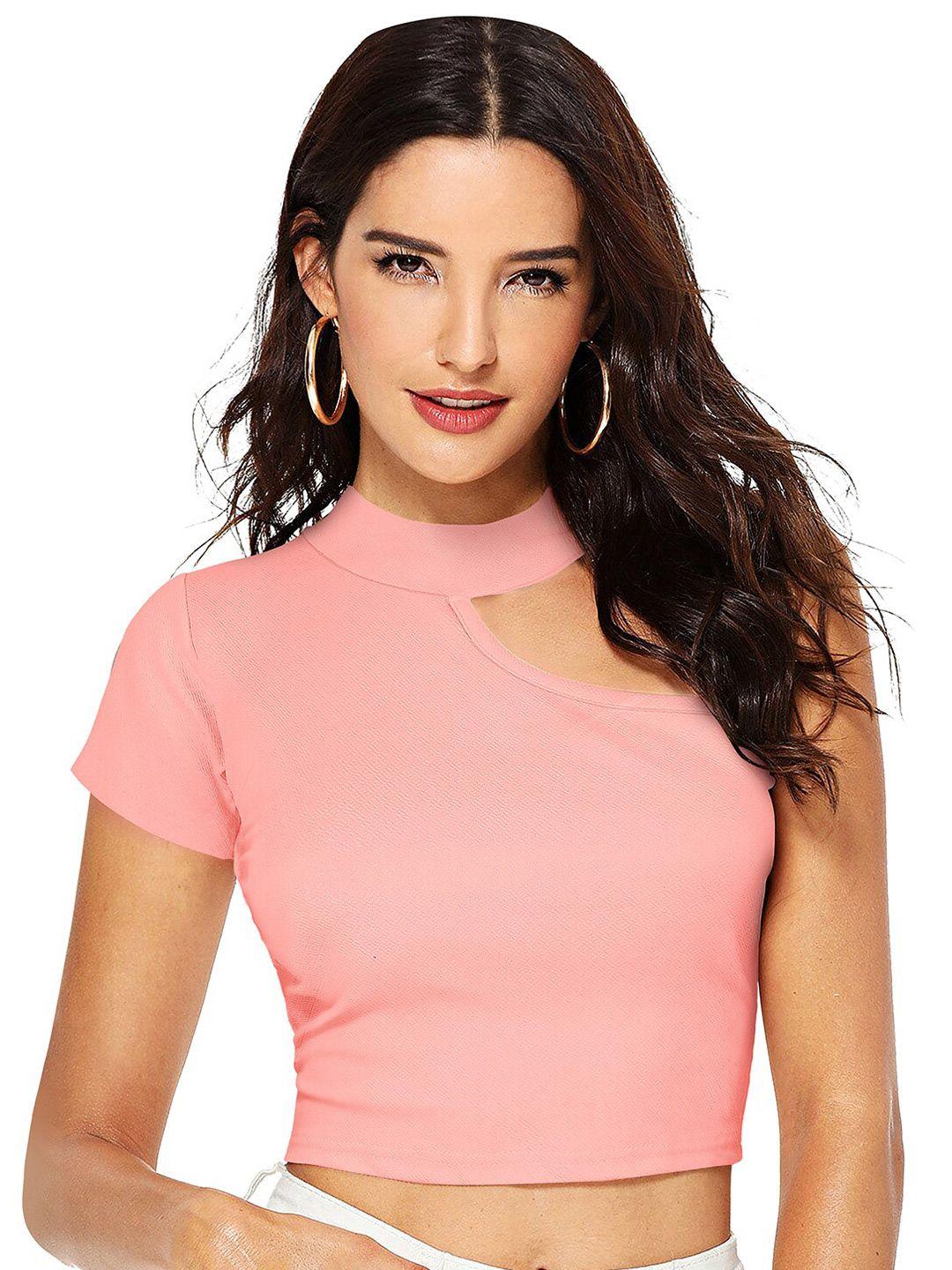 baesd choker neck cut-out detailed  fitted crop top