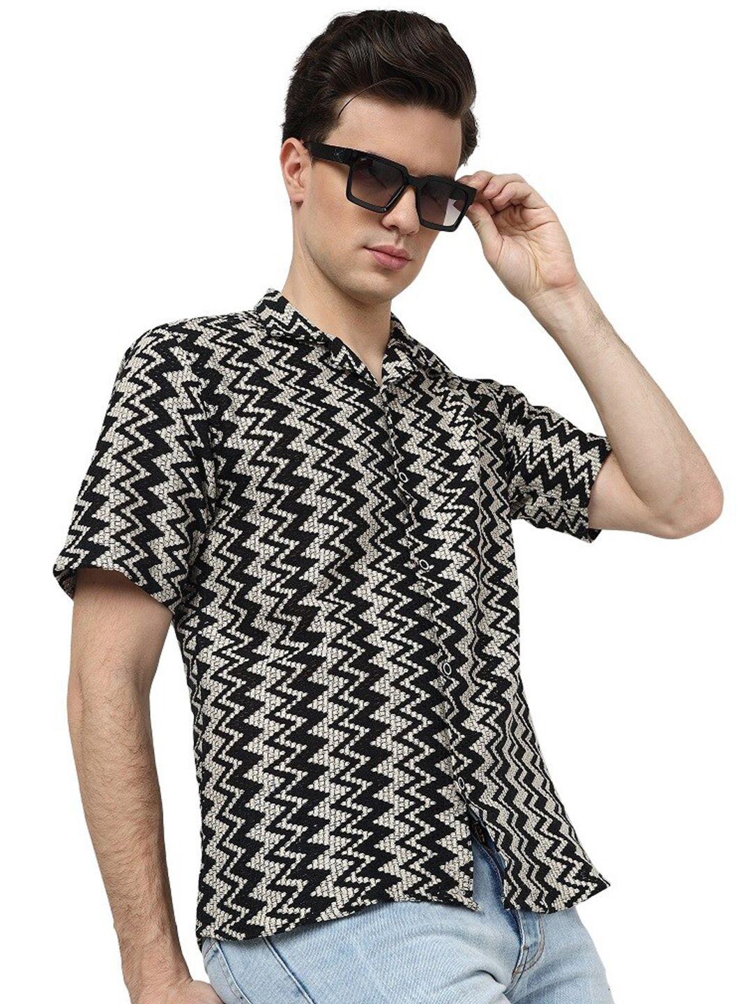 baesd classic geometric printed cotton casual shirt