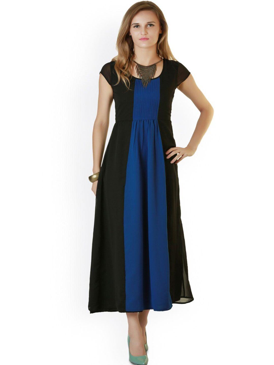 baesd colourblocked fit & flare maxi dress