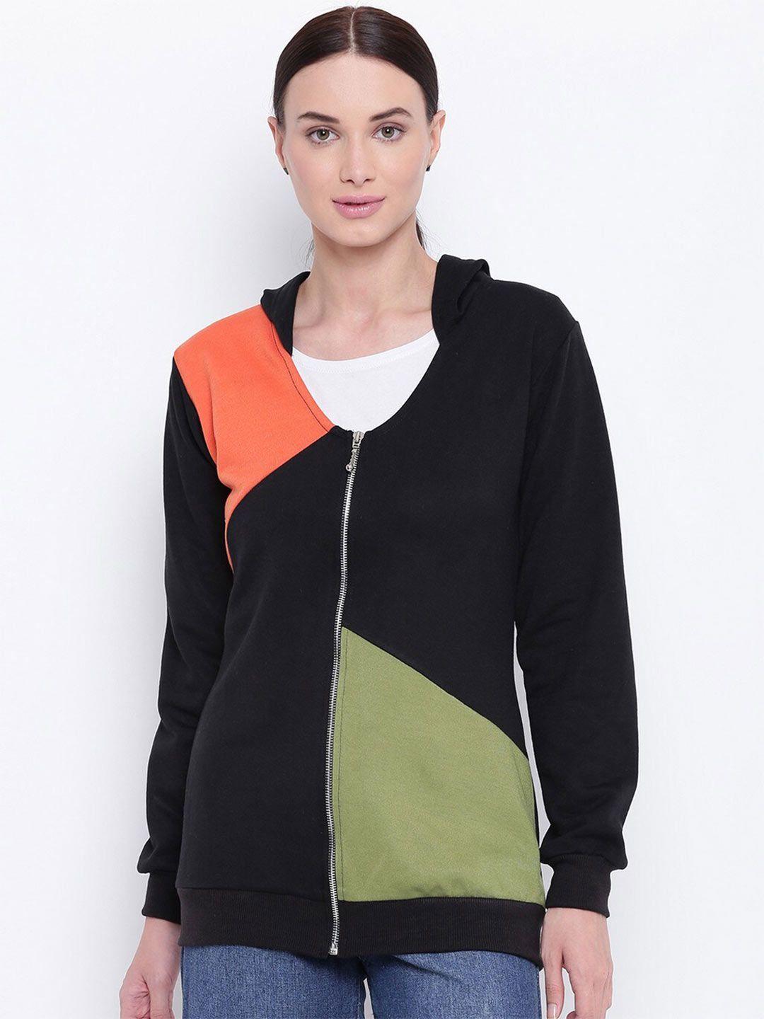 baesd colourblocked fleece front-open sweatshirt