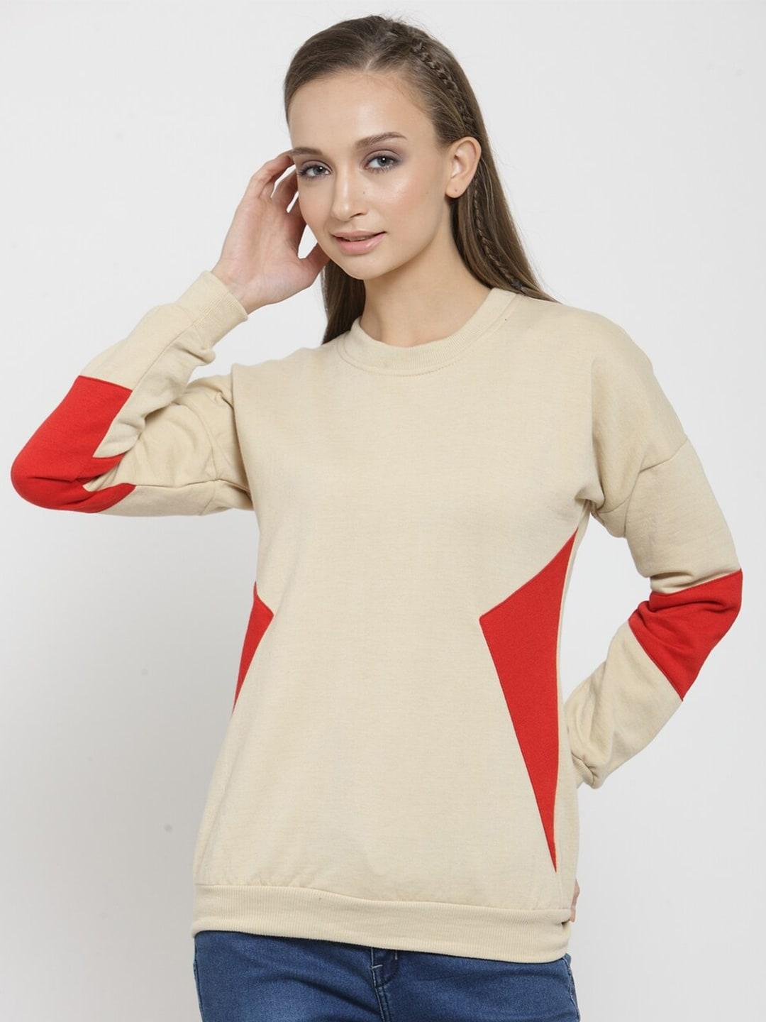 baesd colourblocked long sleeves fleece sweatshirt