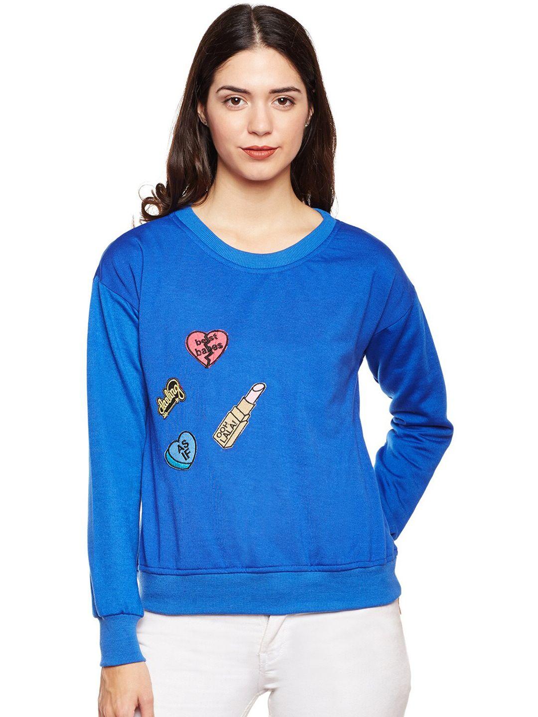baesd conversational embroidered pullover fleece sweatshirt