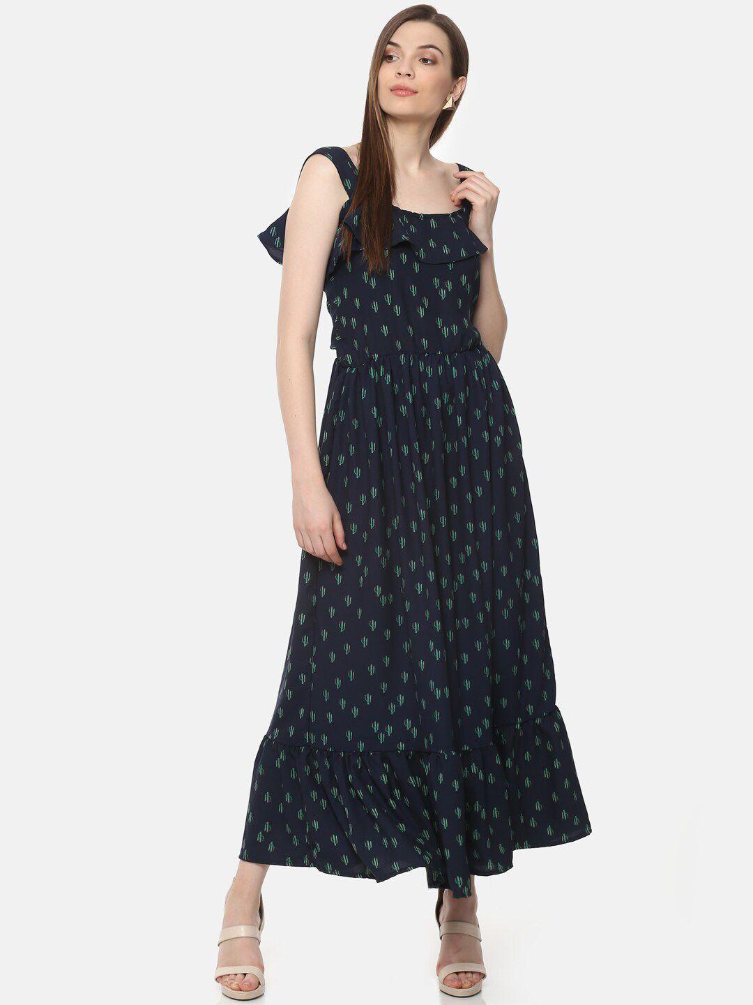 baesd conversational printed ruffles maxi dress