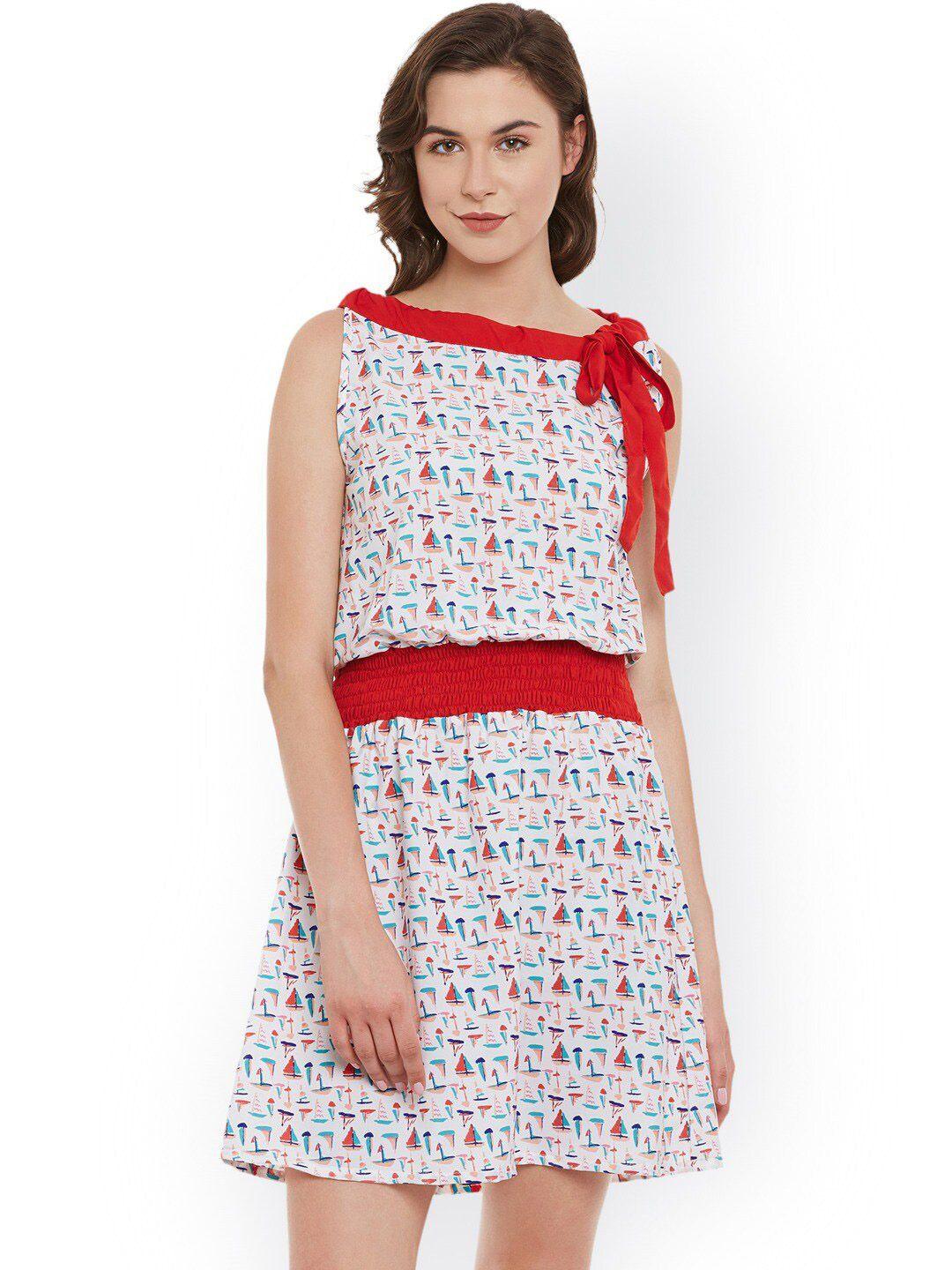 baesd conversational printed sleeveless mini dress