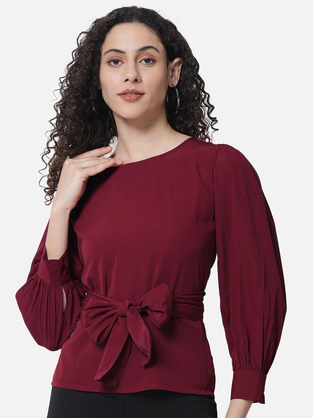 baesd cuffed sleeves tie-ups crepe top