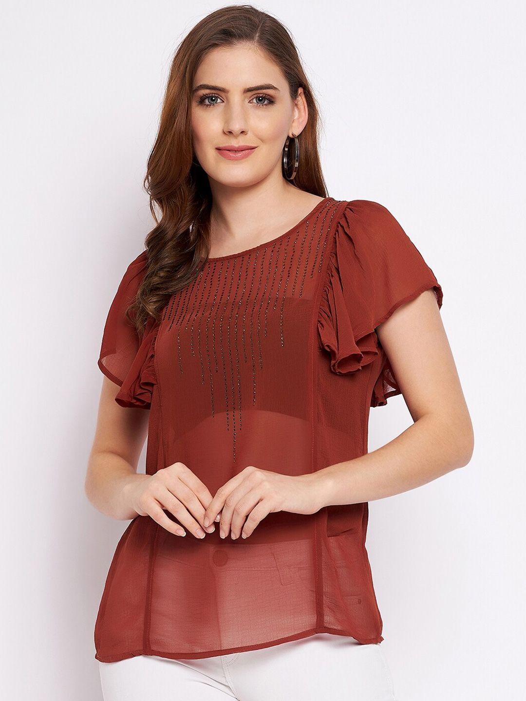 baesd embellished flutter sleeve top