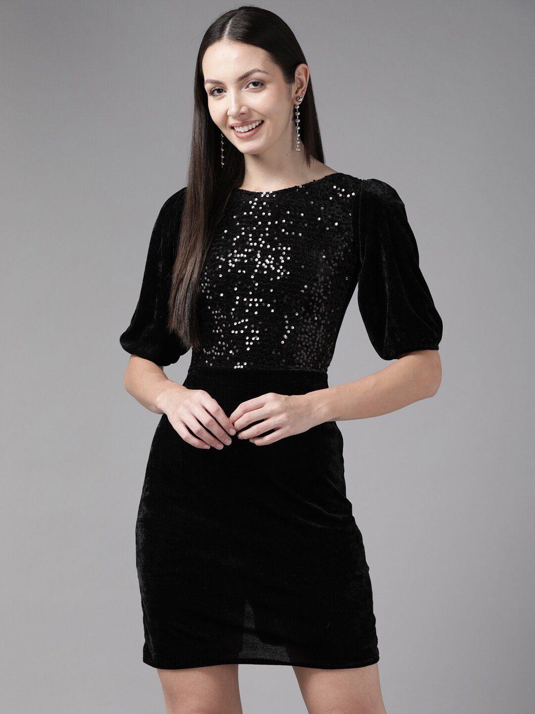 baesd embellished velvet sheath dress