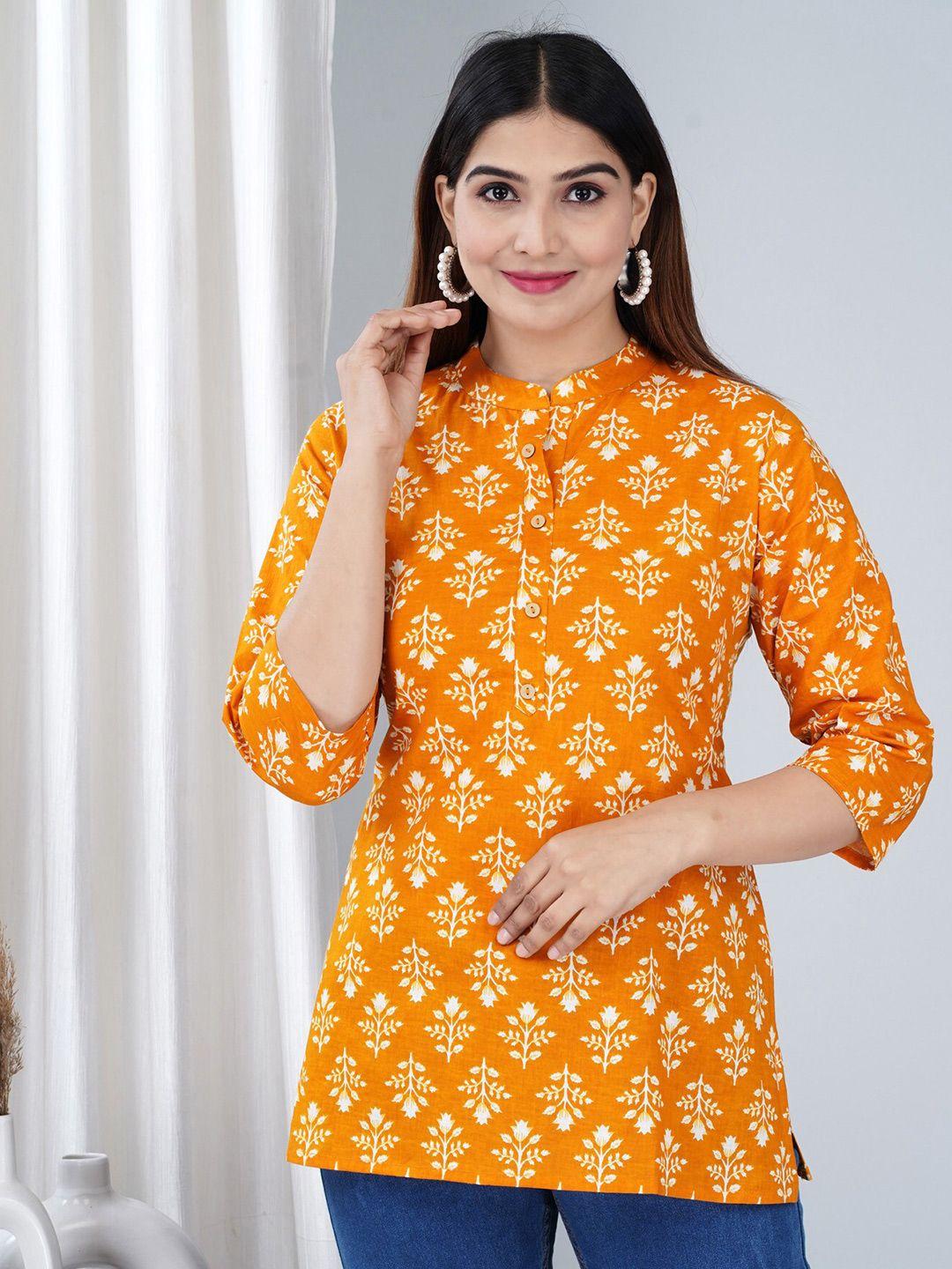 baesd ethnic motif printed mandarin collar top