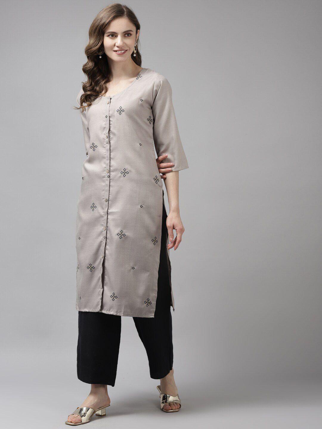 baesd ethnic motifs embroidered cotton kurta