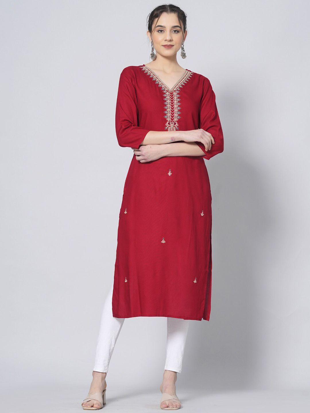 baesd ethnic motifs embroidered thread work detailed chanderi silk straight kurta