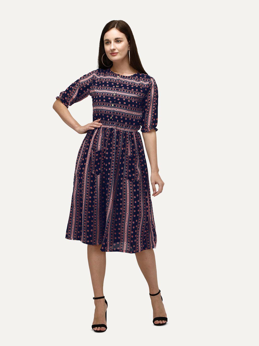 baesd ethnic motifs printed fit & flare dress
