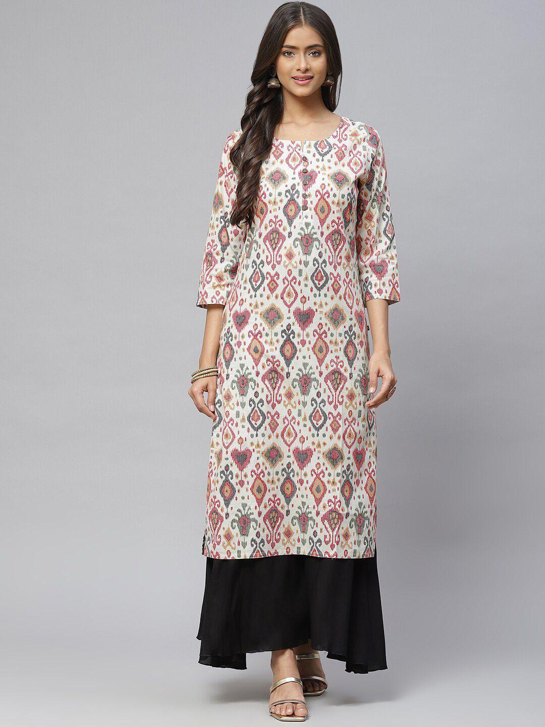 baesd ethnic motifs printed round neck cotton kurta