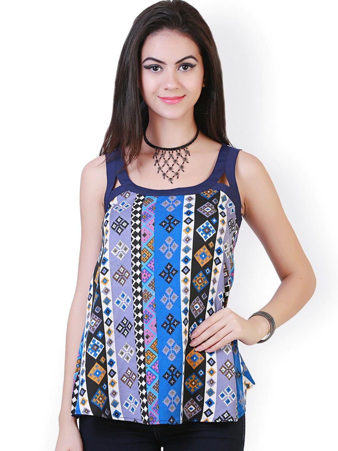 baesd ethnic motifs printed shoulder strap regular top
