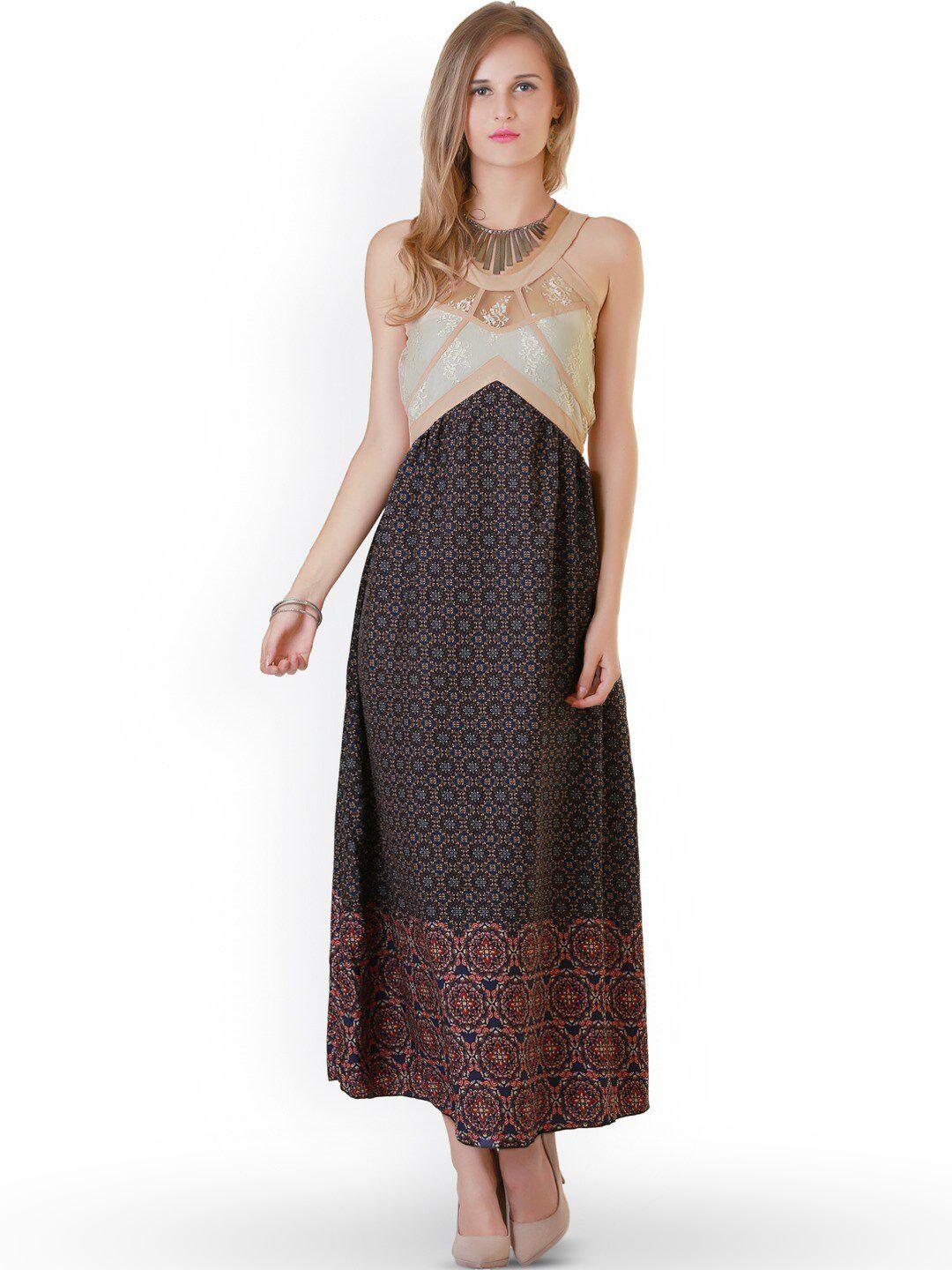 baesd ethnic motifs printed sleeveless georgette a-line maxi dress