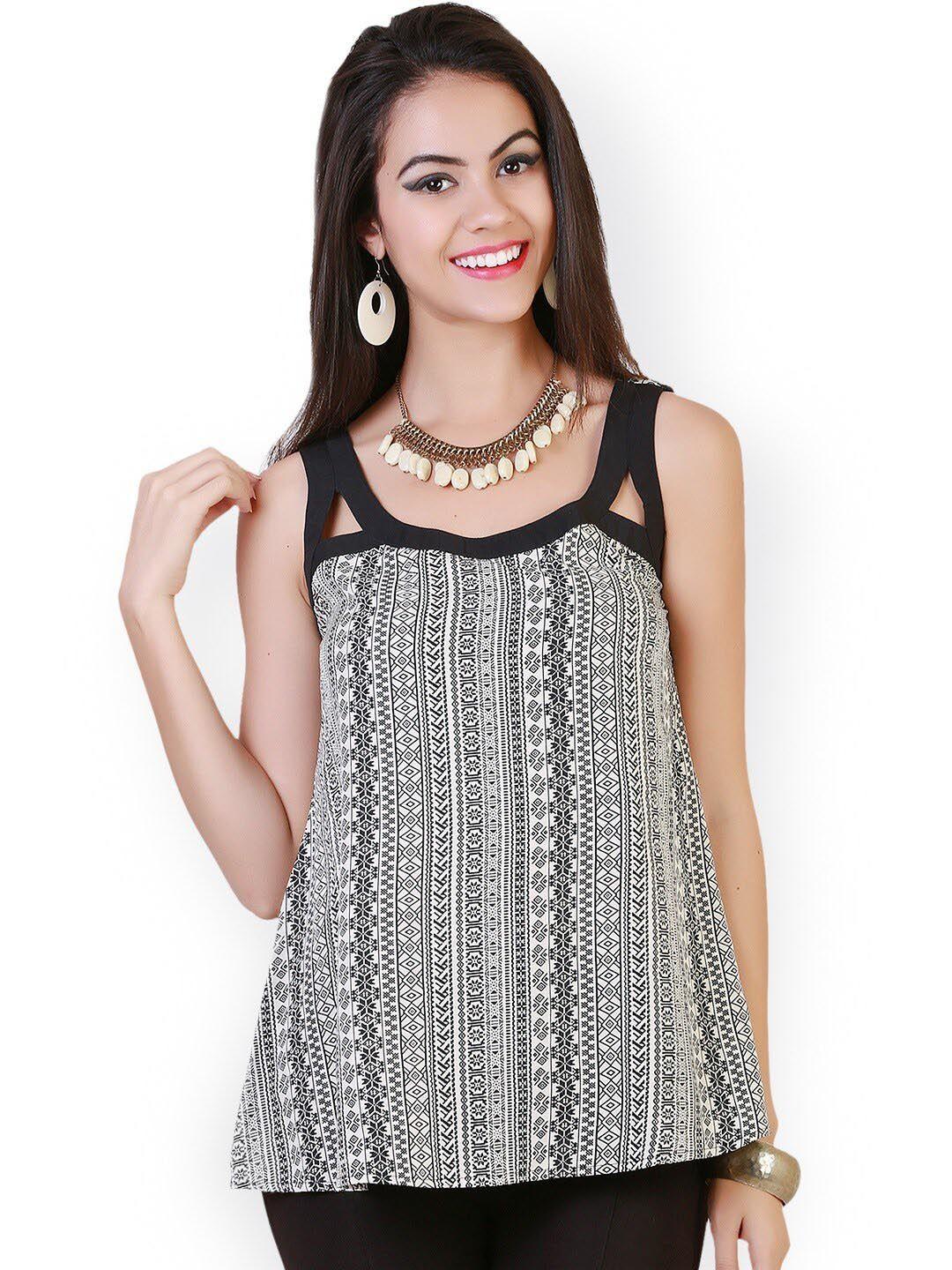 baesd ethnic motifs printed sleeveless top