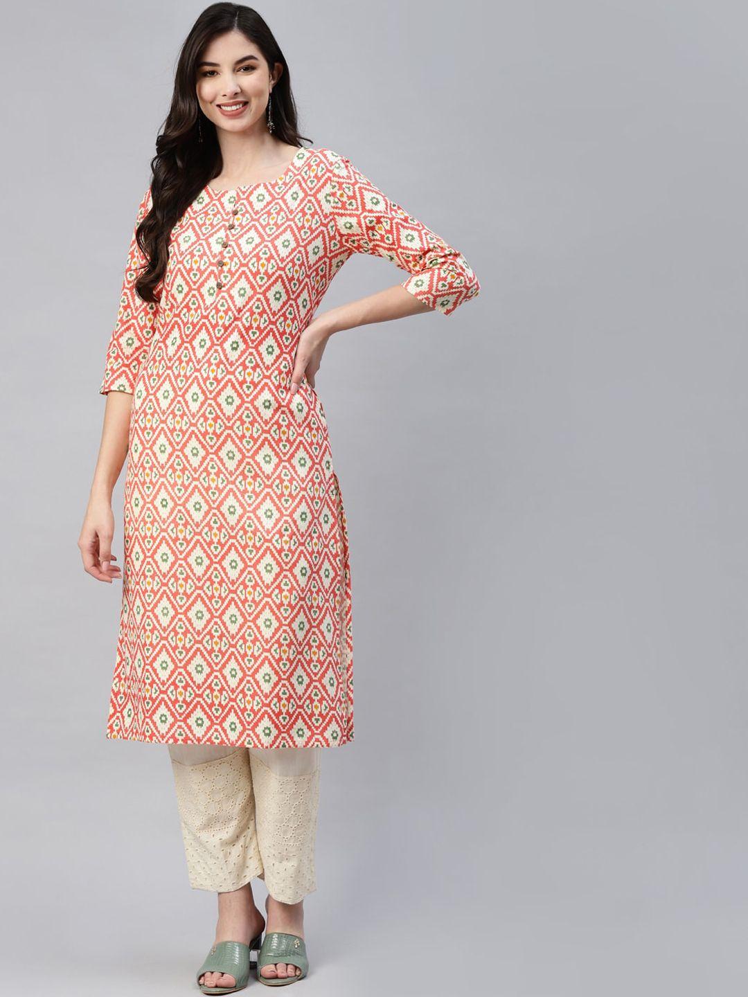 baesd ethnic motifs printed straight cotton kurta