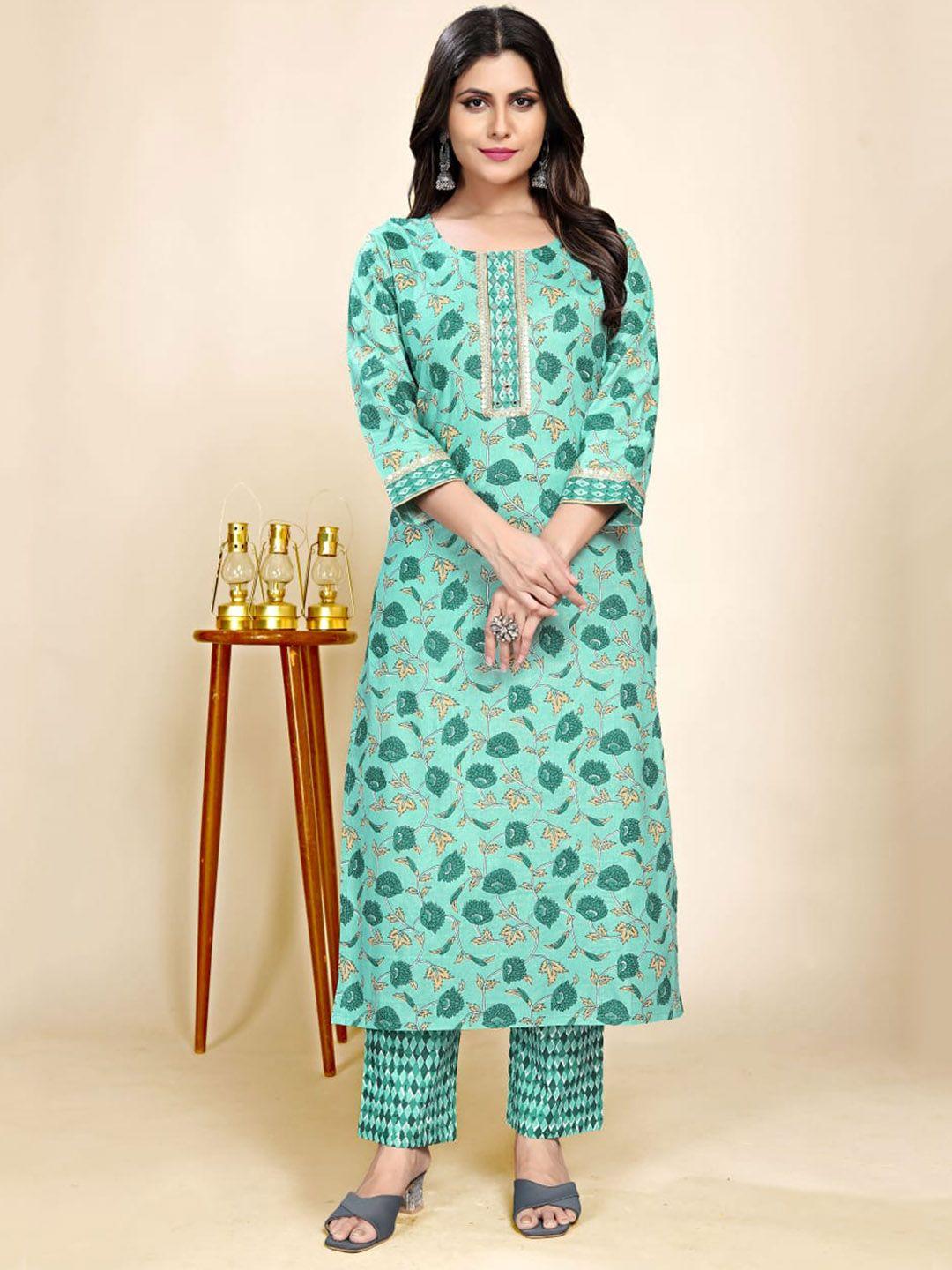 baesd ethnic motifs pure cotton sequined pure cotton kurta with trousers