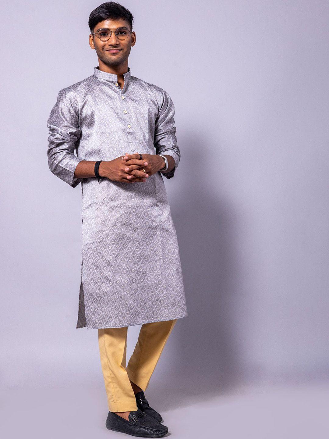 baesd ethnic motifs woven design regular dupion silk kurta with pyjamas