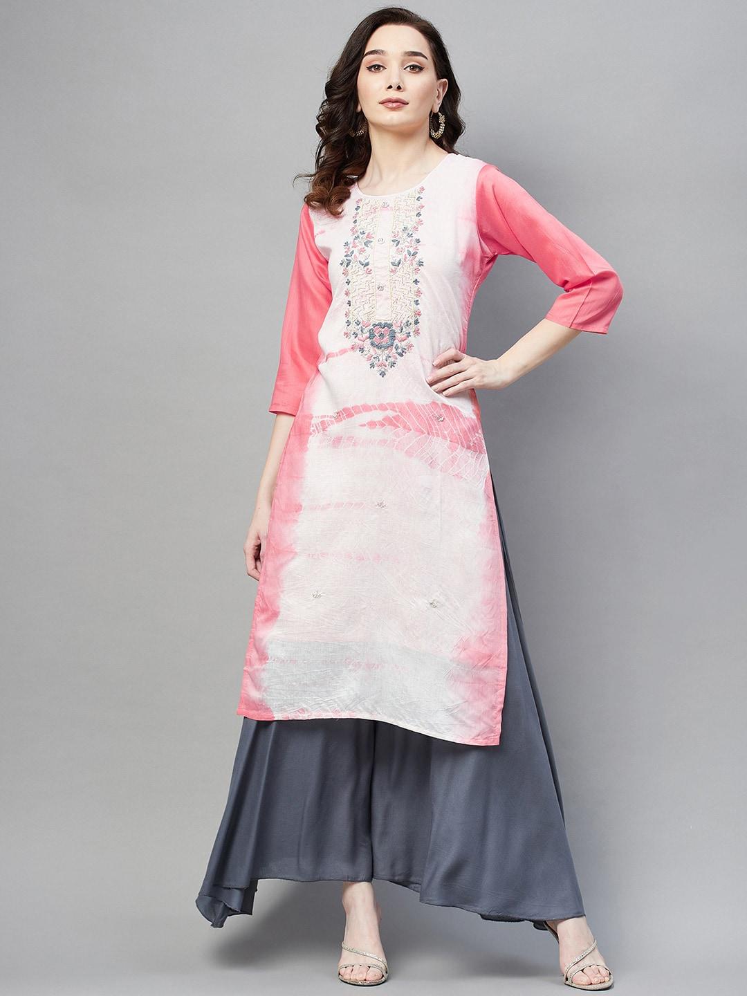 baesd floral embroidered beads and stones detail kurta