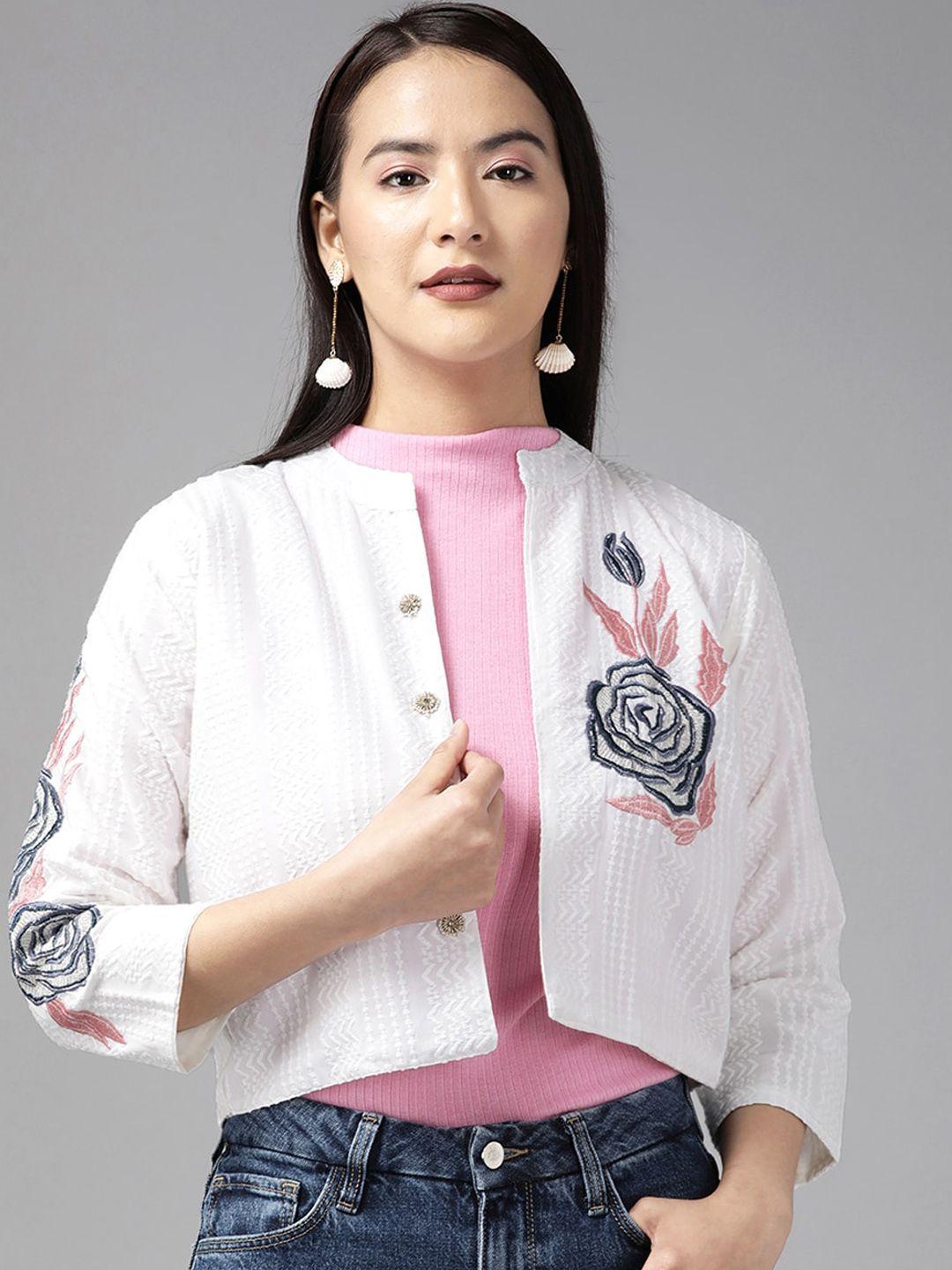baesd floral embroidered cotton tailored jacket