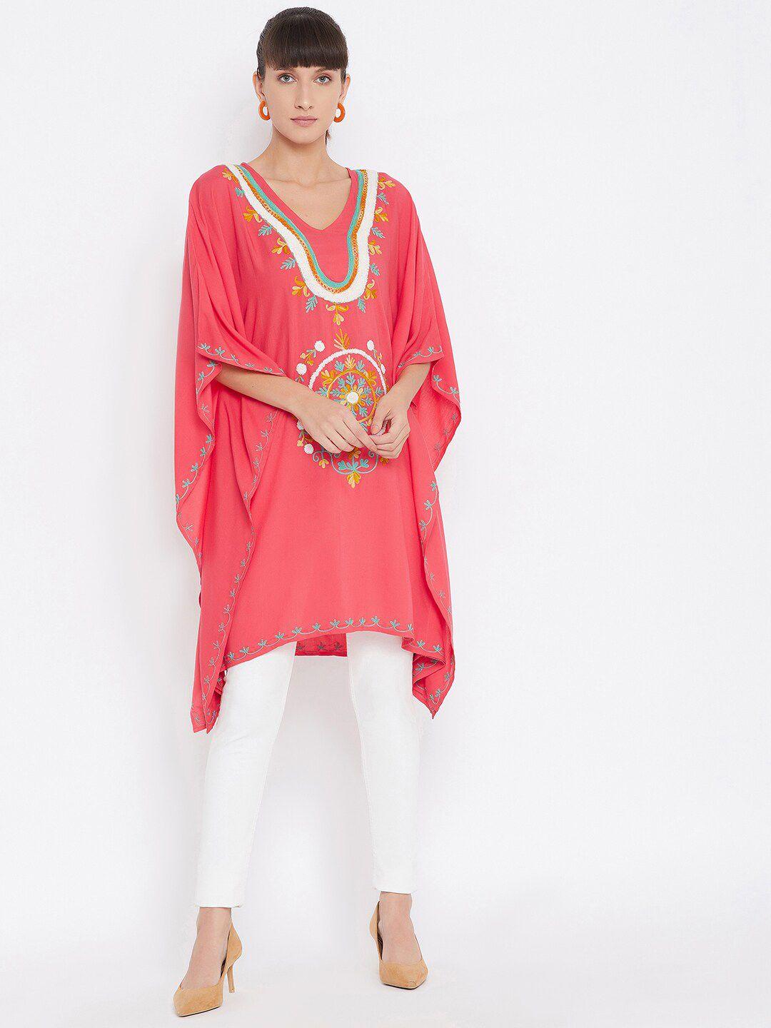 baesd floral embroidered flared sleeves kaftan kurta