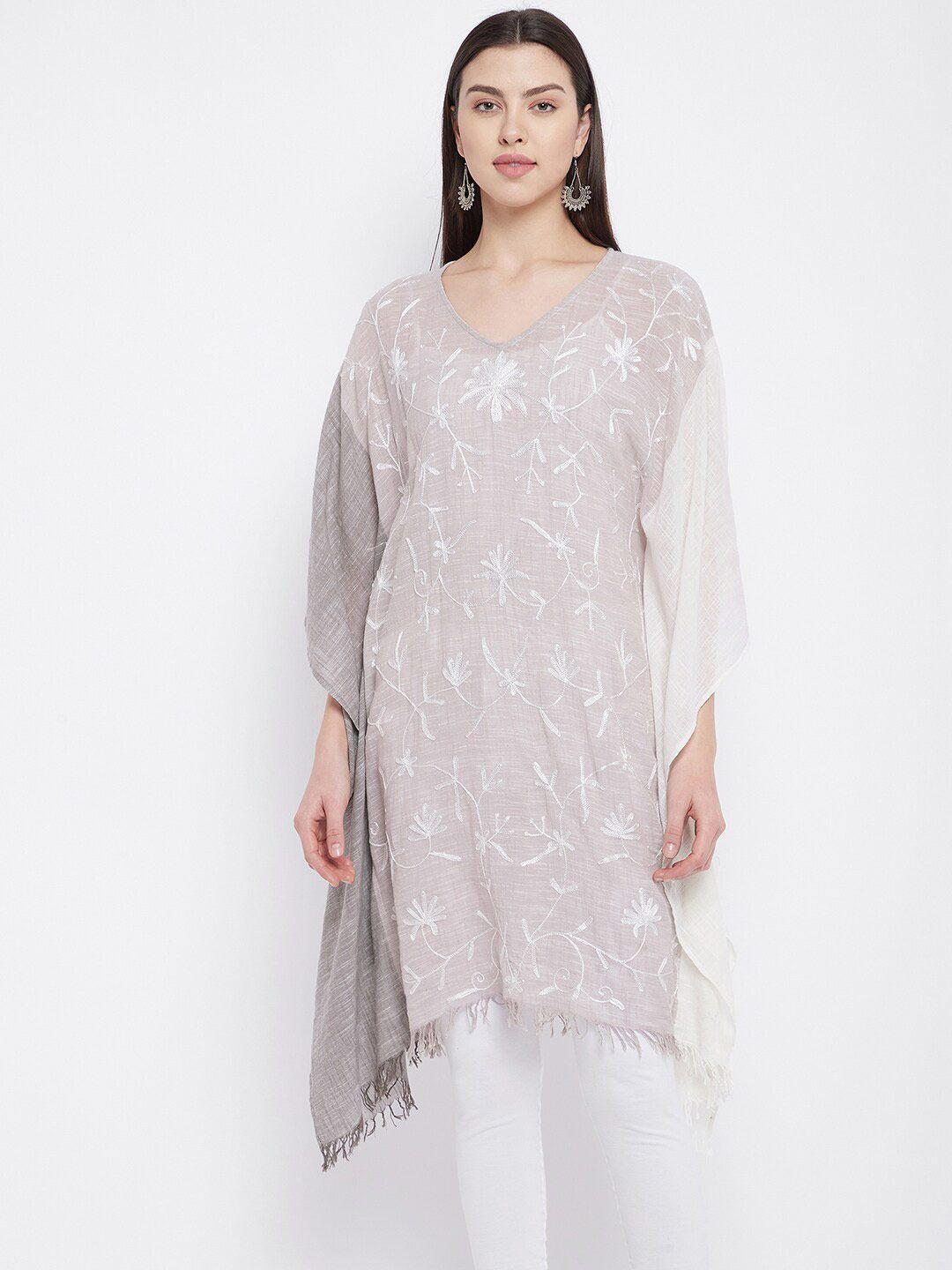 baesd floral embroidered kimono sleeve cotton kaftan kurta