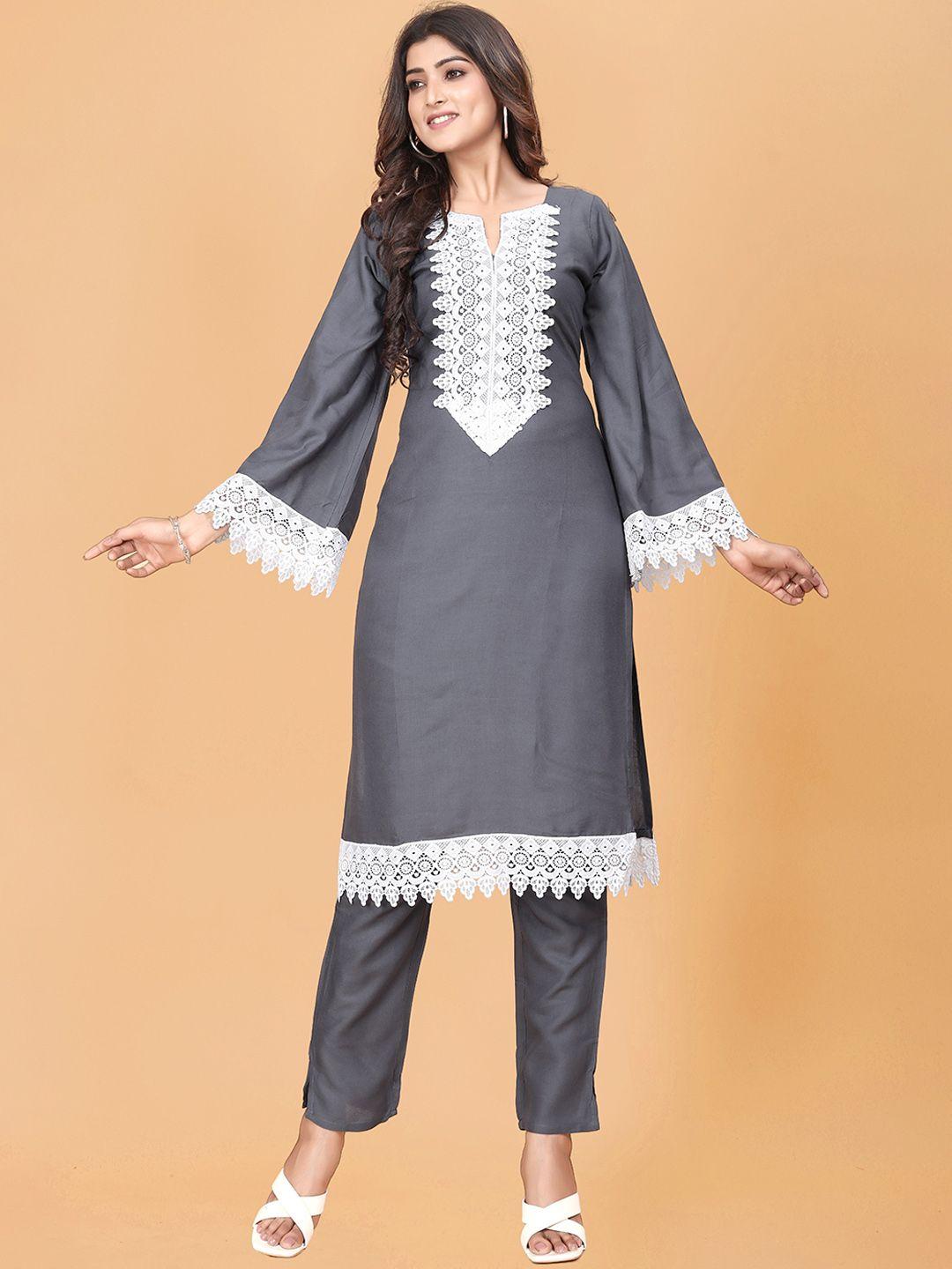 baesd floral embroidered regular kurta with trousers