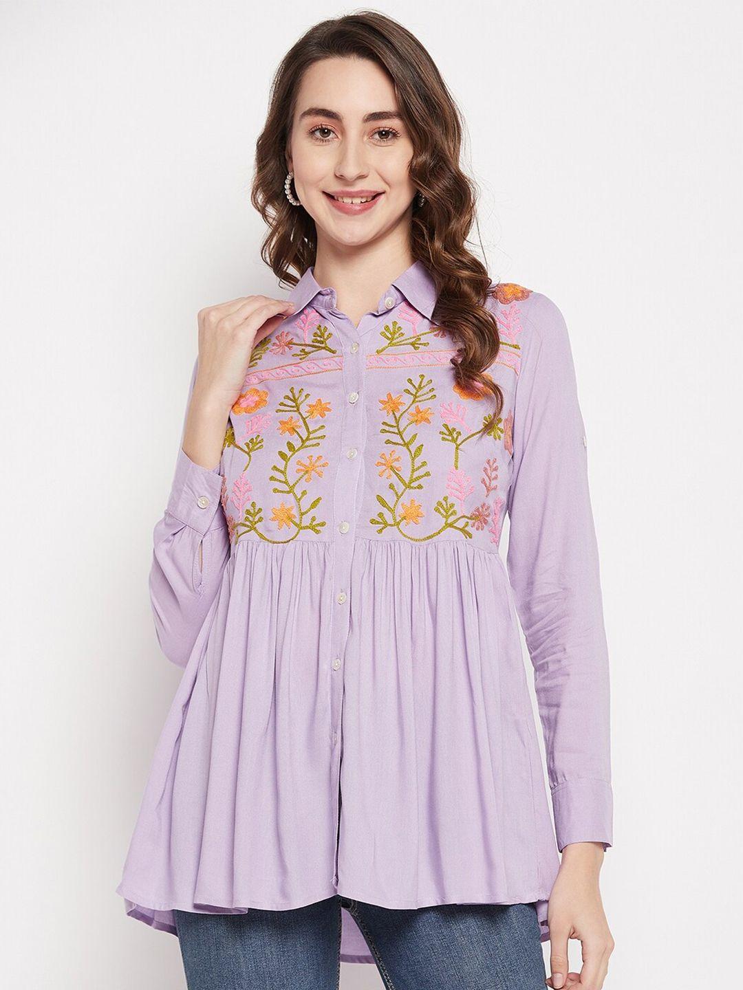 baesd floral embroidered shirt style top