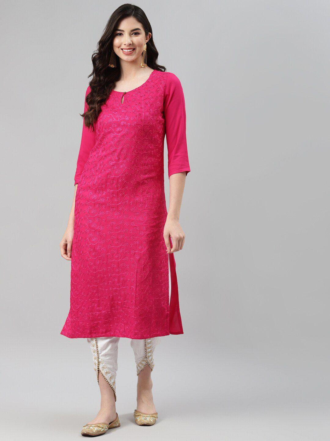 baesd floral embroidered straight kurta