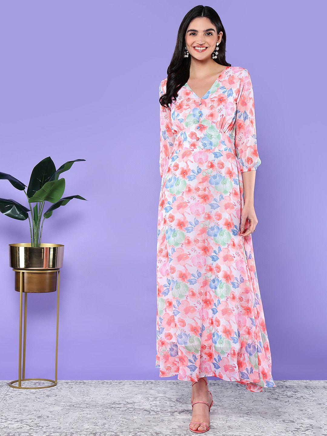 baesd floral print chiffon maxi dress