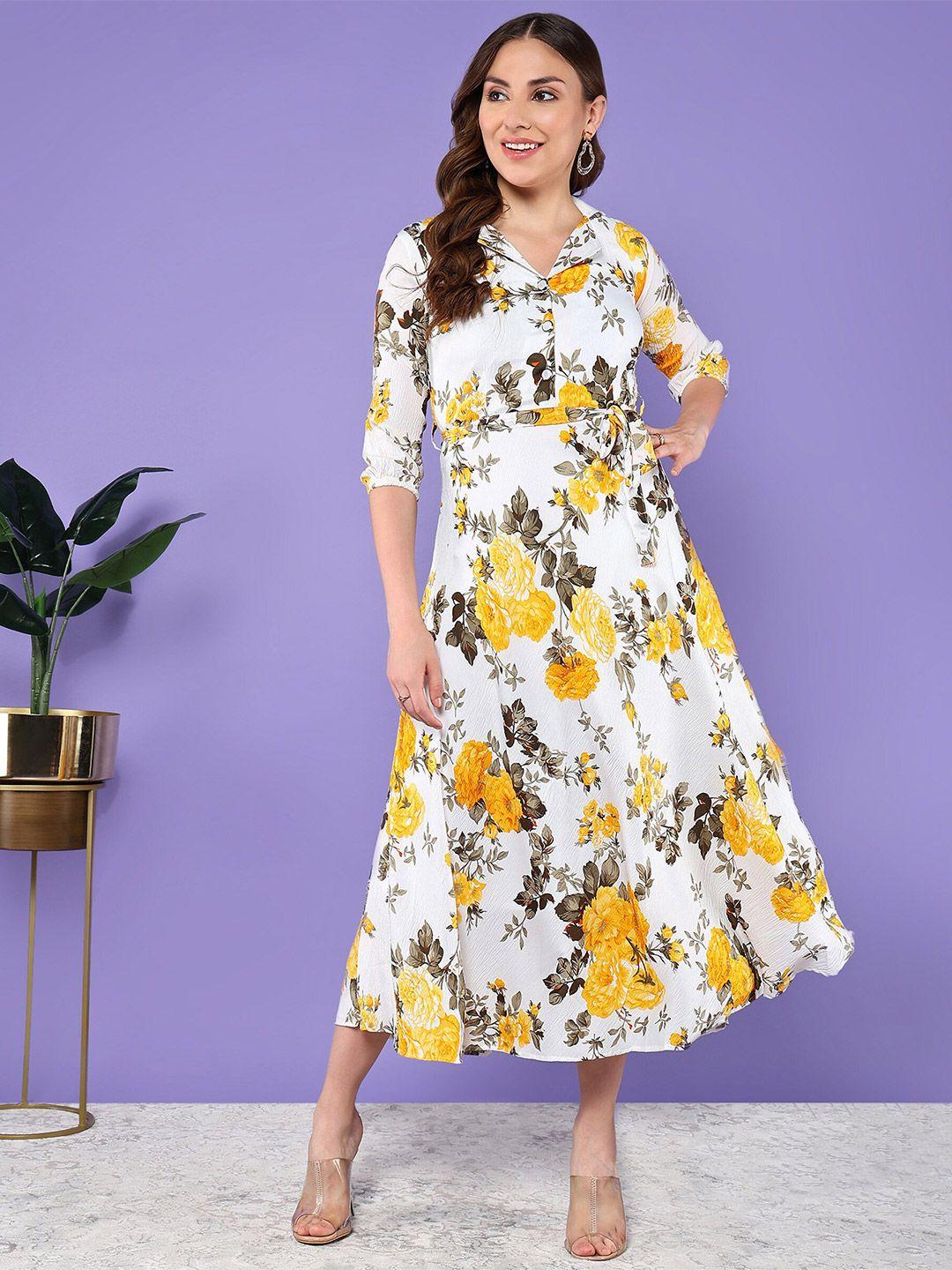 baesd floral print fit & flare midi dress