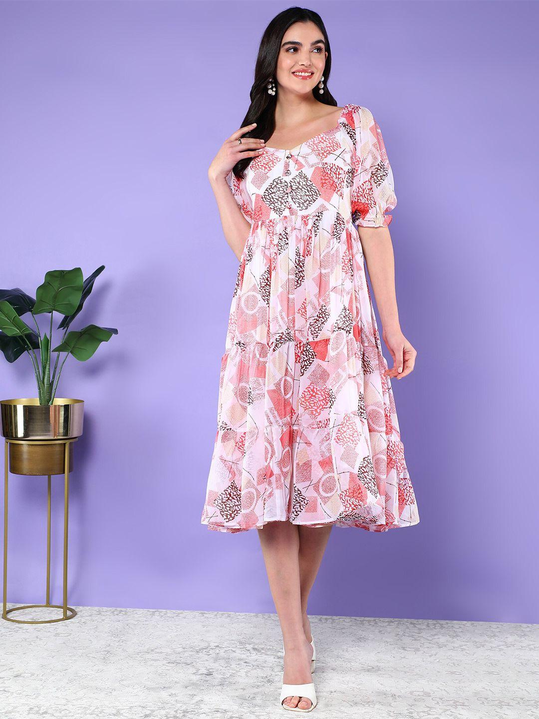 baesd floral print georgette fit & flare midi dress