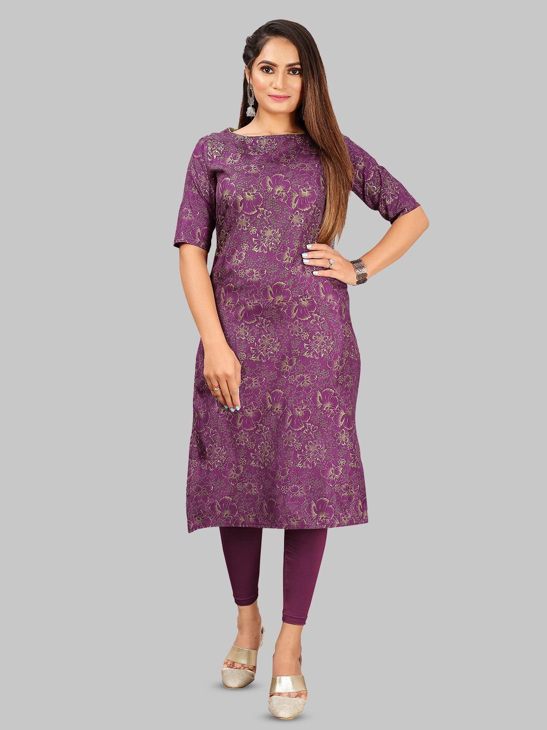 baesd floral printed boat neck straight kurta