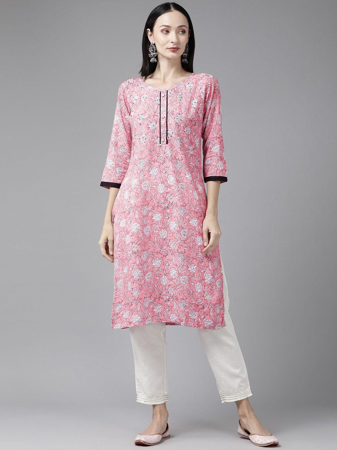 baesd floral printed cotton straight kurta